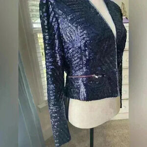 Xtaren Navy Sequins Jacket Size Large (fits like a medium size 4-6)